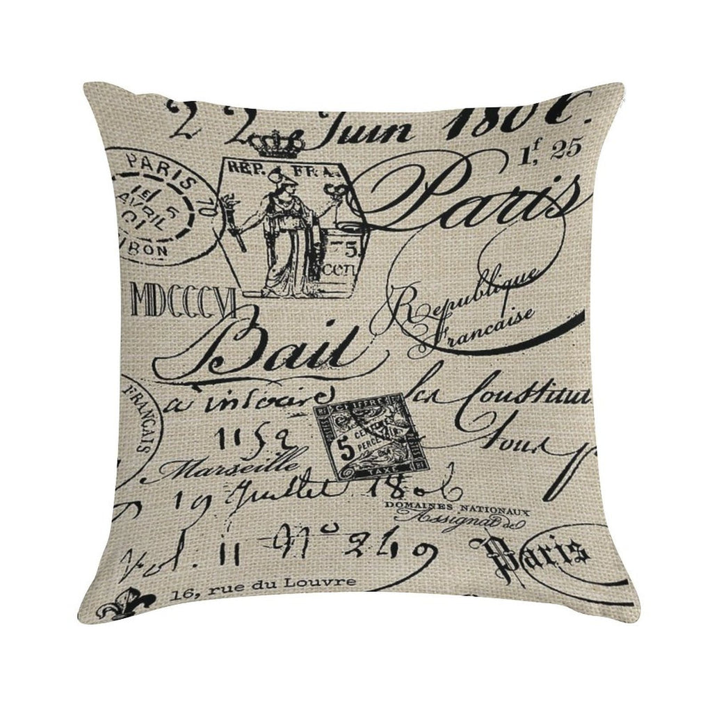 French Script Pillow Soft Hidden Zipper Throw Pillow