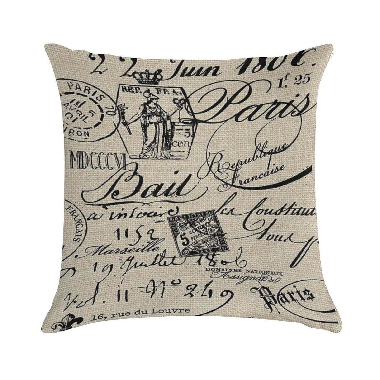 French Script Pillow Soft Hidden Zipper Throw Pillow