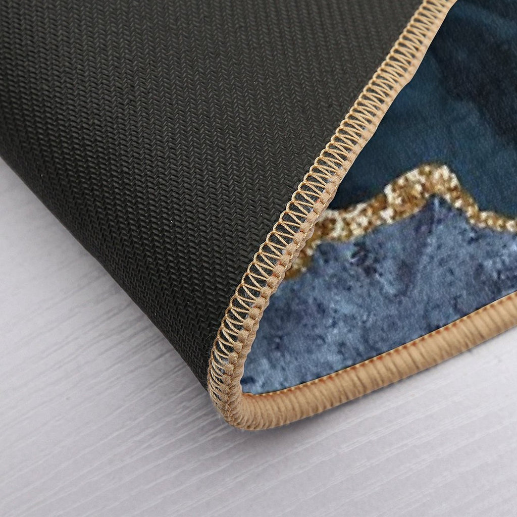 Navy And Gold Agate Watercolor Textures  Absorbent Bath Mat