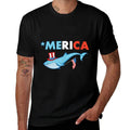 July 4th Whale, Patriotic Ocean Animal Gift  Wrinkle-resistant T-Shirt