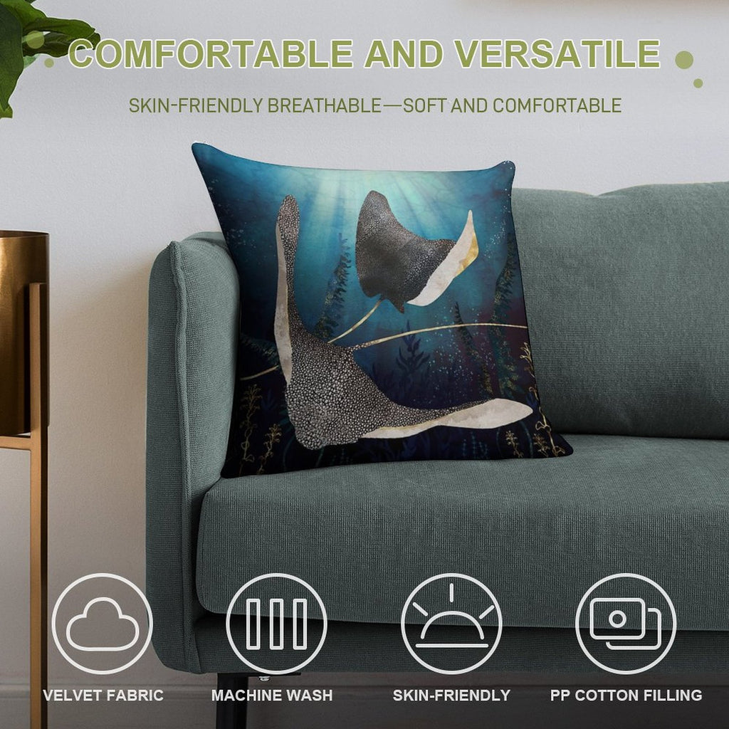 Metallic Stingray Soft High-Density Material Throw Pillow
