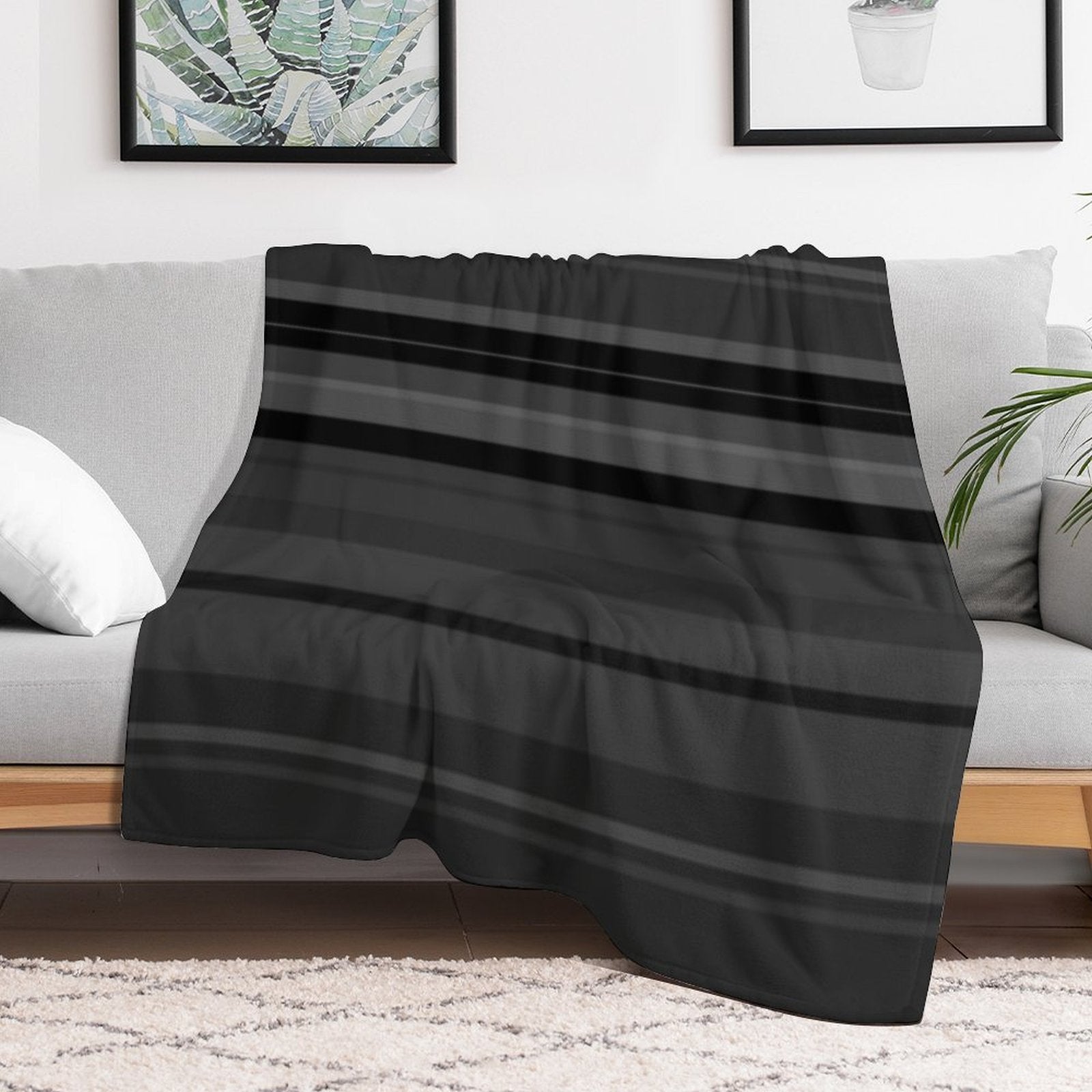 Horizontal Variations on Shades of Grey Lightweight Throw Blanket
