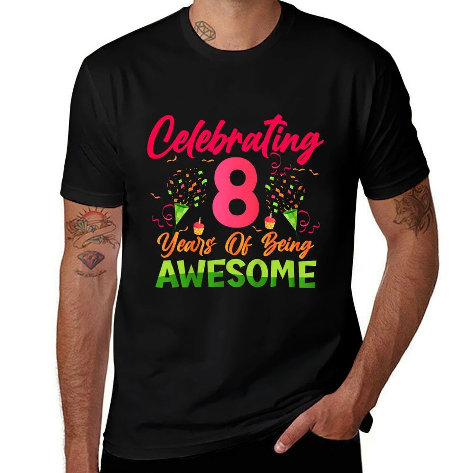 Kids Celebrating 8 Years of Awesome! 8th Birthday Eight Years Old  Graphic-printed T-Shirt