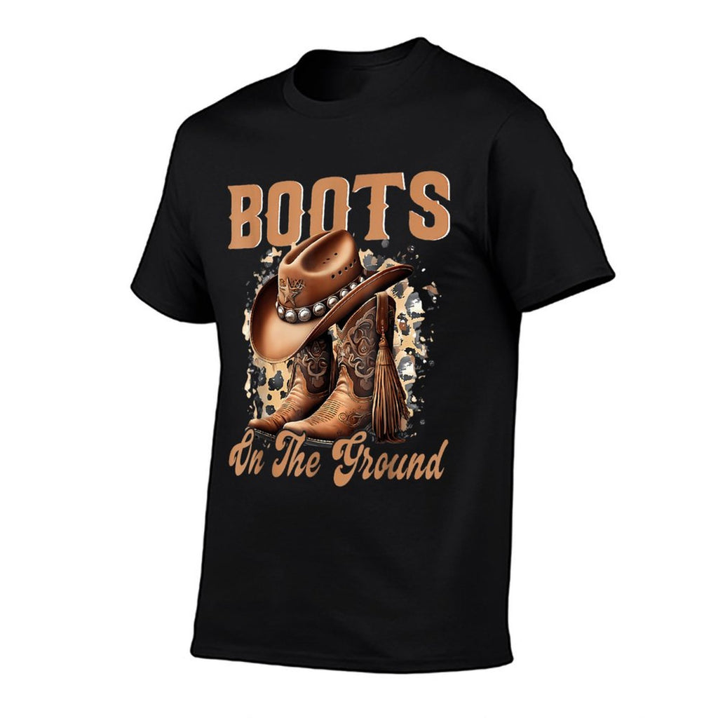 Boot Cowboy Western Cowgirl Linedance  Rolled Sleeves T-Shirt