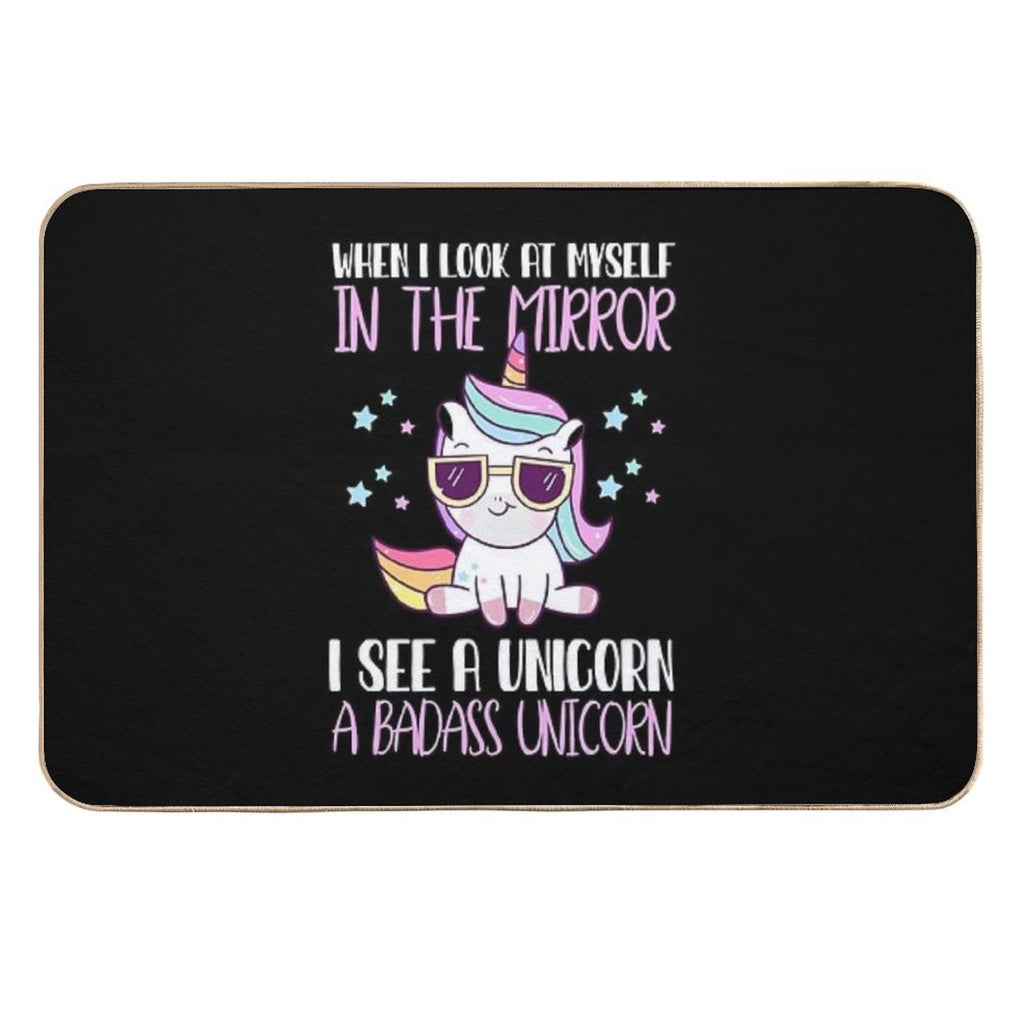 Funny Badass Unicorn  Dirt-Trapping Bath Mat
