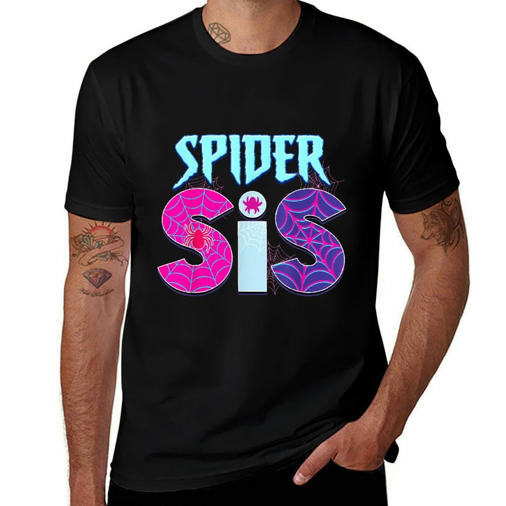 Kids Girls Spider Sis Matching Birthday Family Party Cute  Ribbed Collar T-Shirt