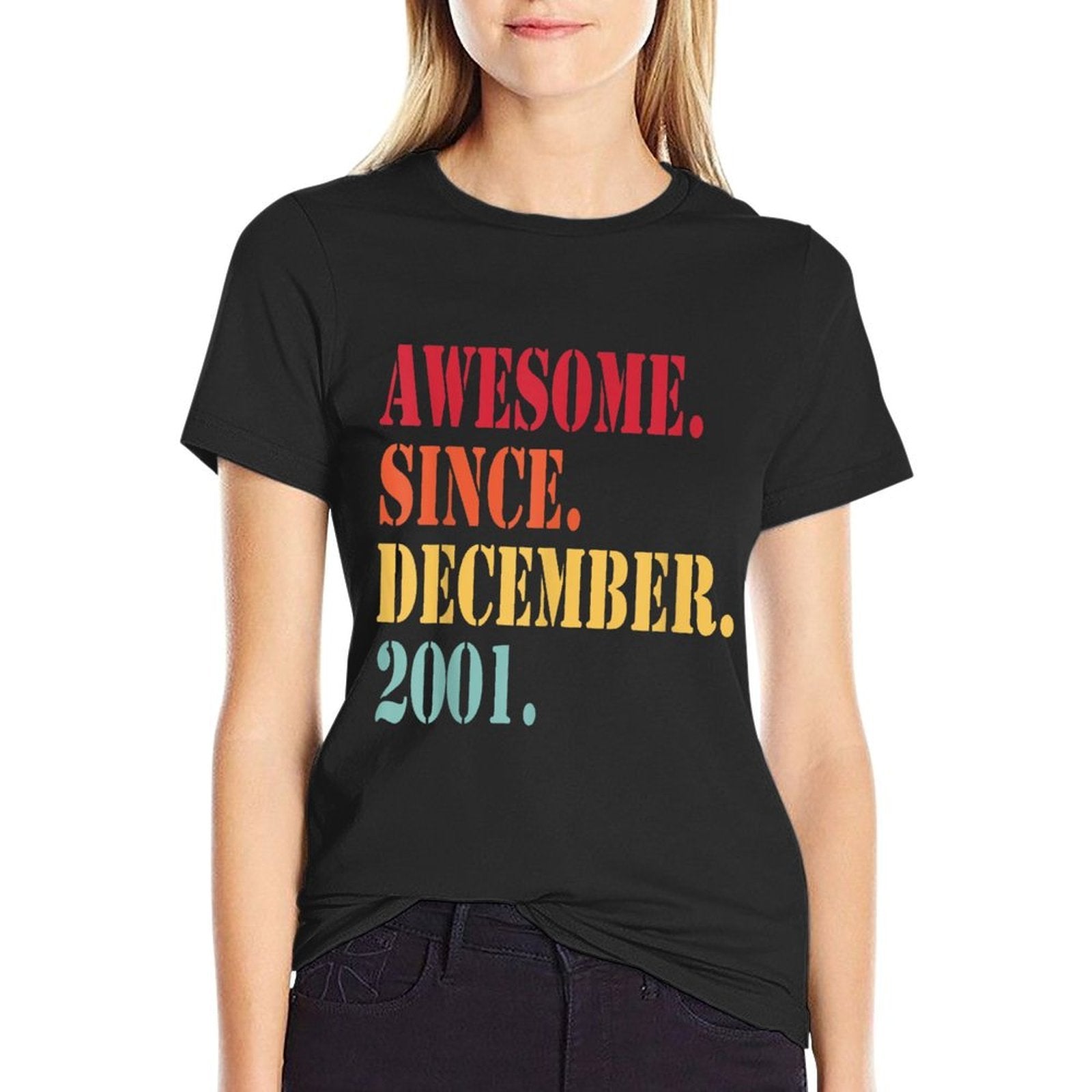 Awesome Since December 2001 For 21 Year Old - 21st Birthday  Summer-ready Fabric T-Shirt