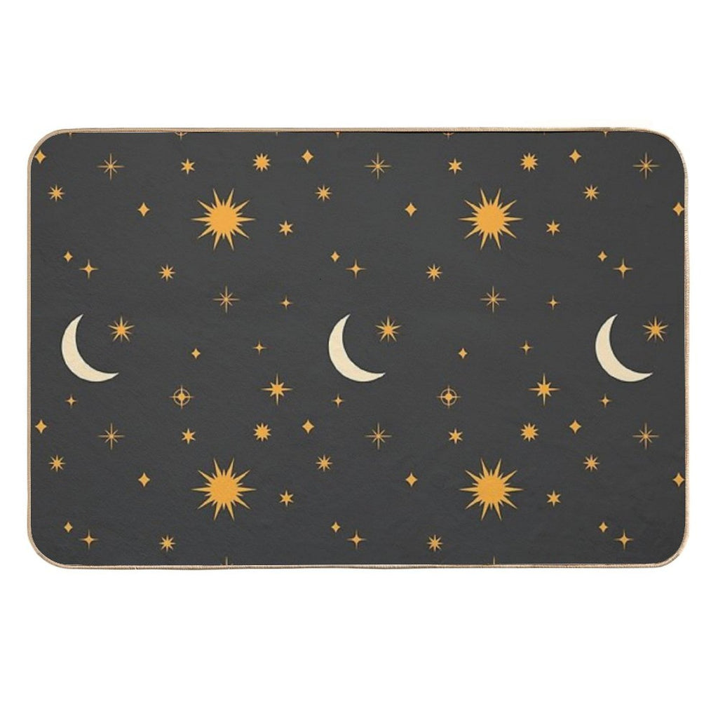 Retro Celestial Pattern 01 - Black  Eco-Friendly Bath Mat