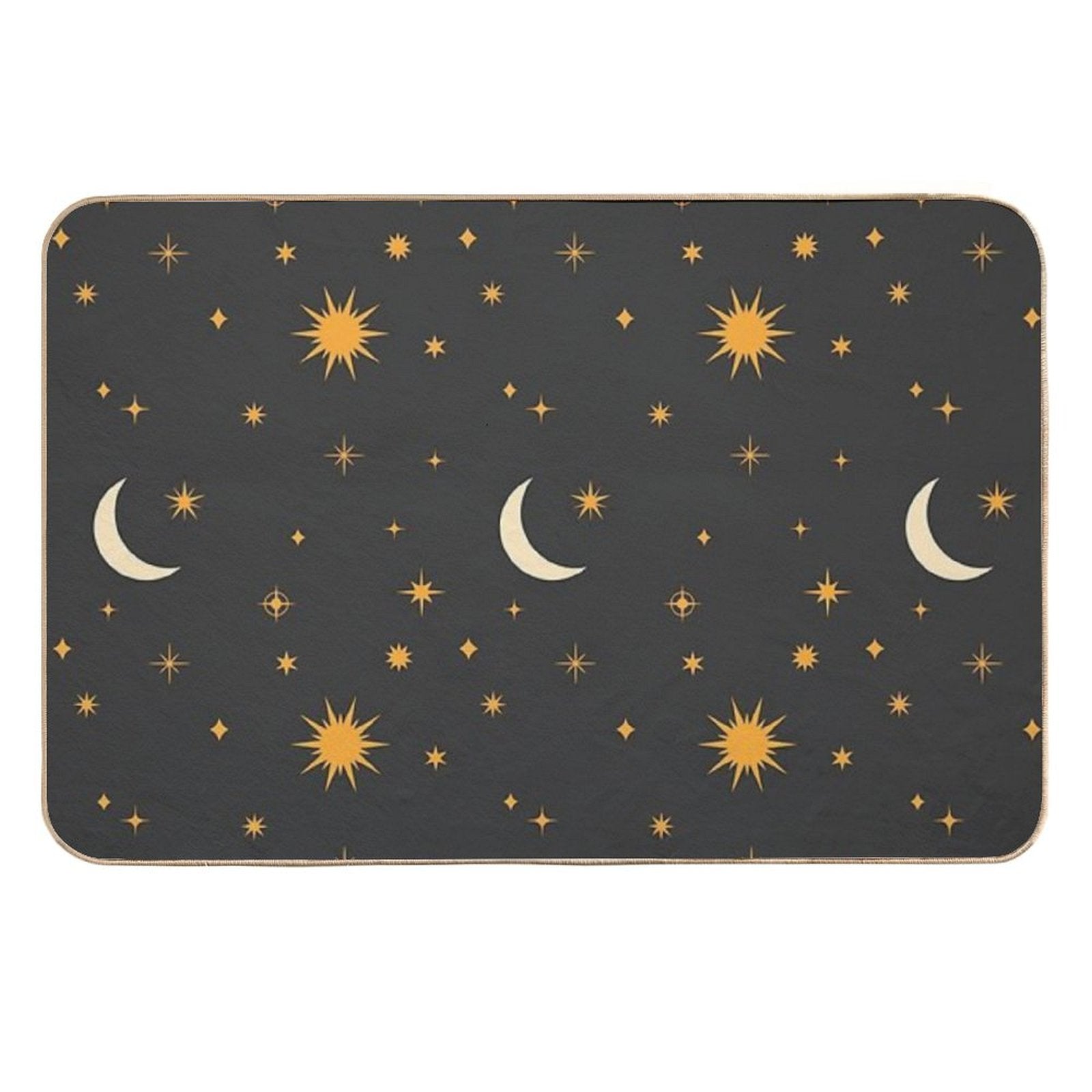 Retro Celestial Pattern 01 - Black  Eco-Friendly Bath Mat