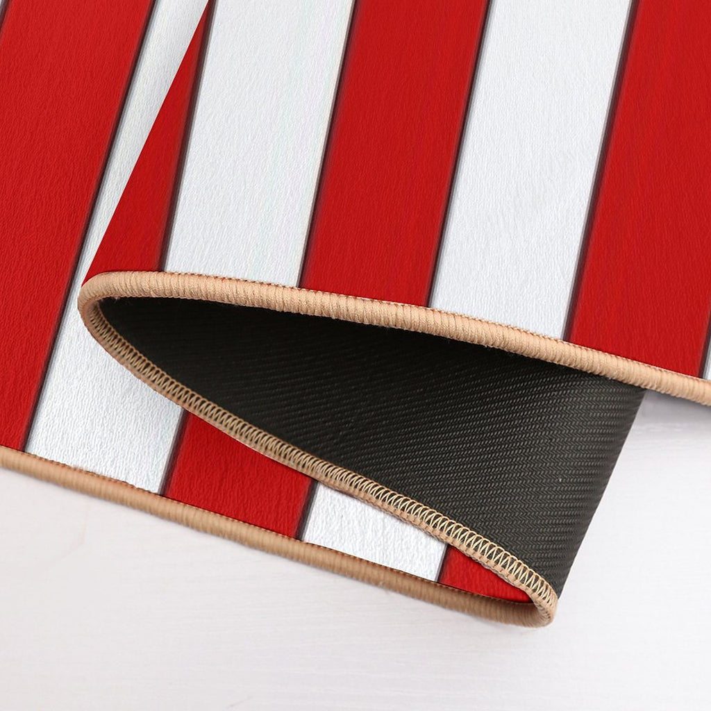 Retro Red & White Striped Team Colours  Easy Maintenance Bath Mat