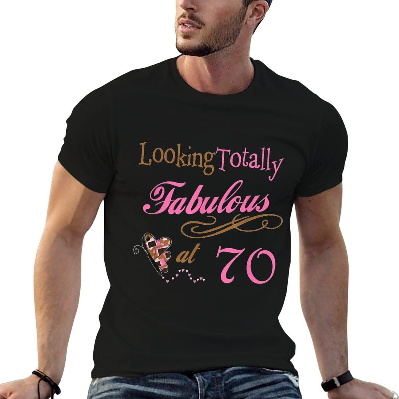 Fabulous 70th Birthday Party - Cute Happy 70th Birthday  Trendy Pattern T-Shirt