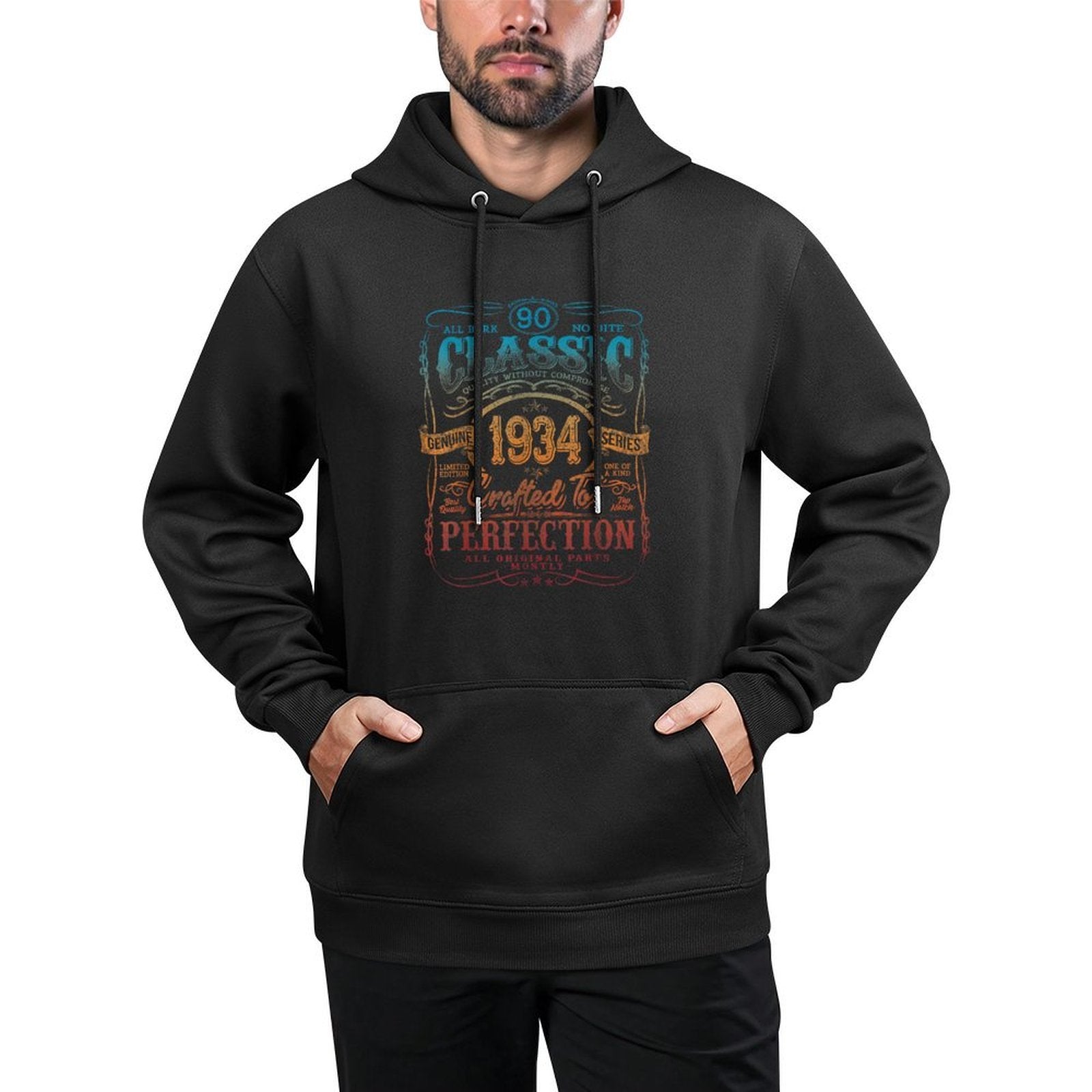 Vintage 1934 Limited Edition 90 Year Old 90th Birthday Customizable Surface Hoodie