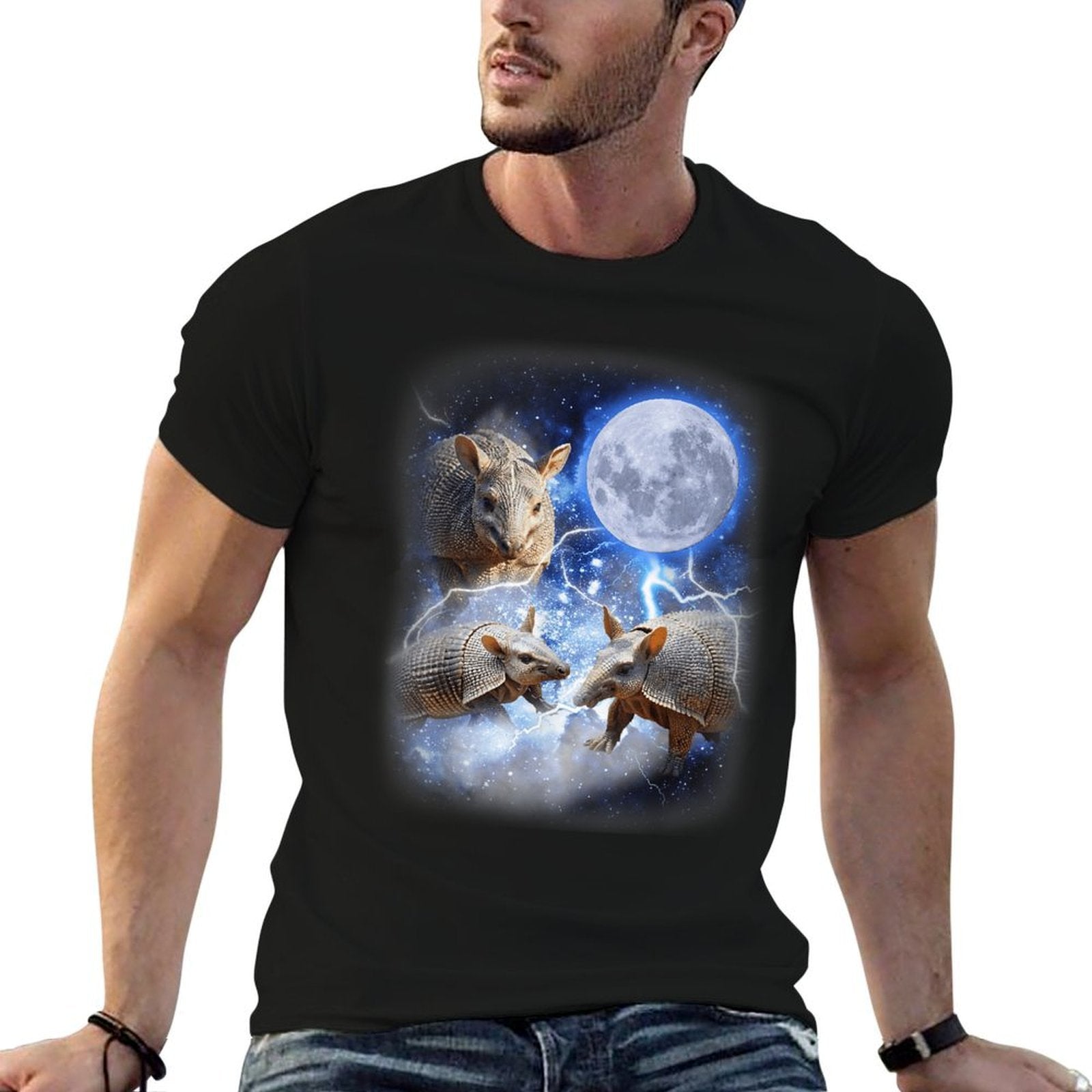 Three Armadillo Moon - 3 Cute Armadillos Magical Animal Meme  Graphic-printed T-Shirt