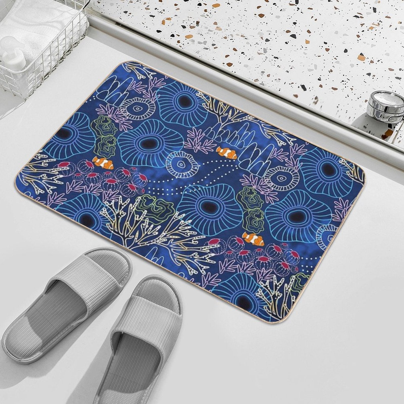 Coral Reef with Clown Fish Durable Bath Mat