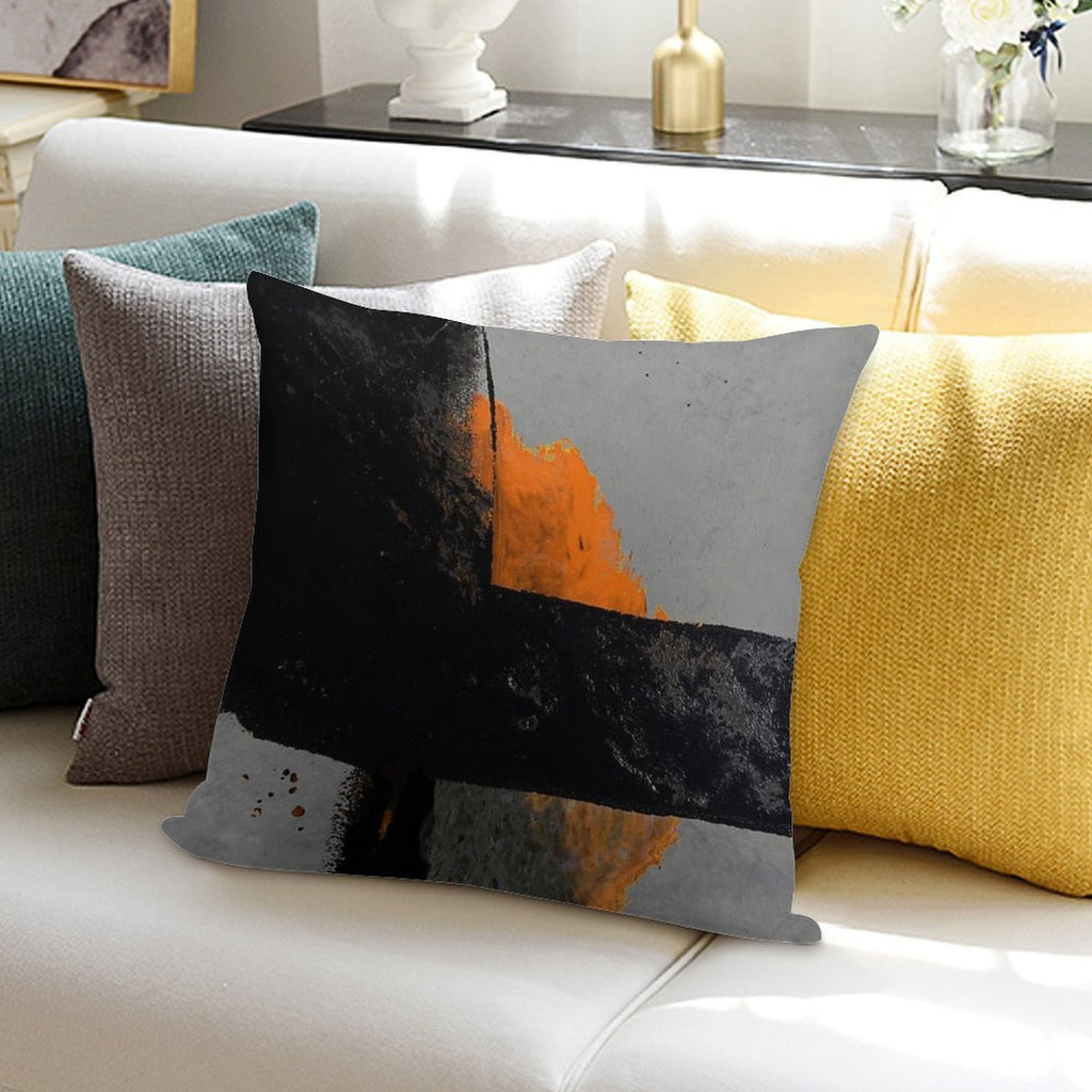 Minimal Orange on Black Soft Anti-Pilling Throw Pillow