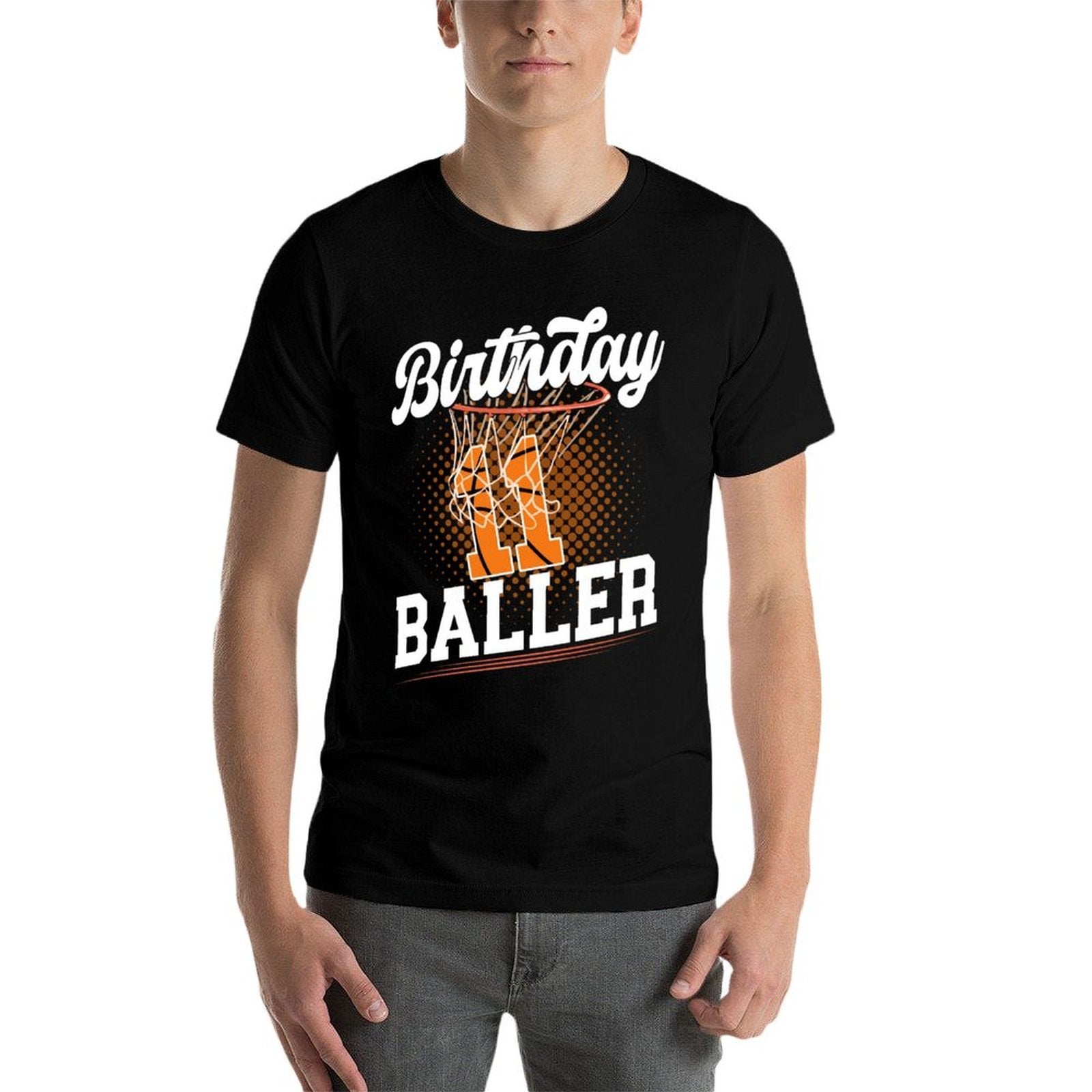 11th Basketball Birthday Eleven Year Old Basketball Player  Cotton T-Shirt