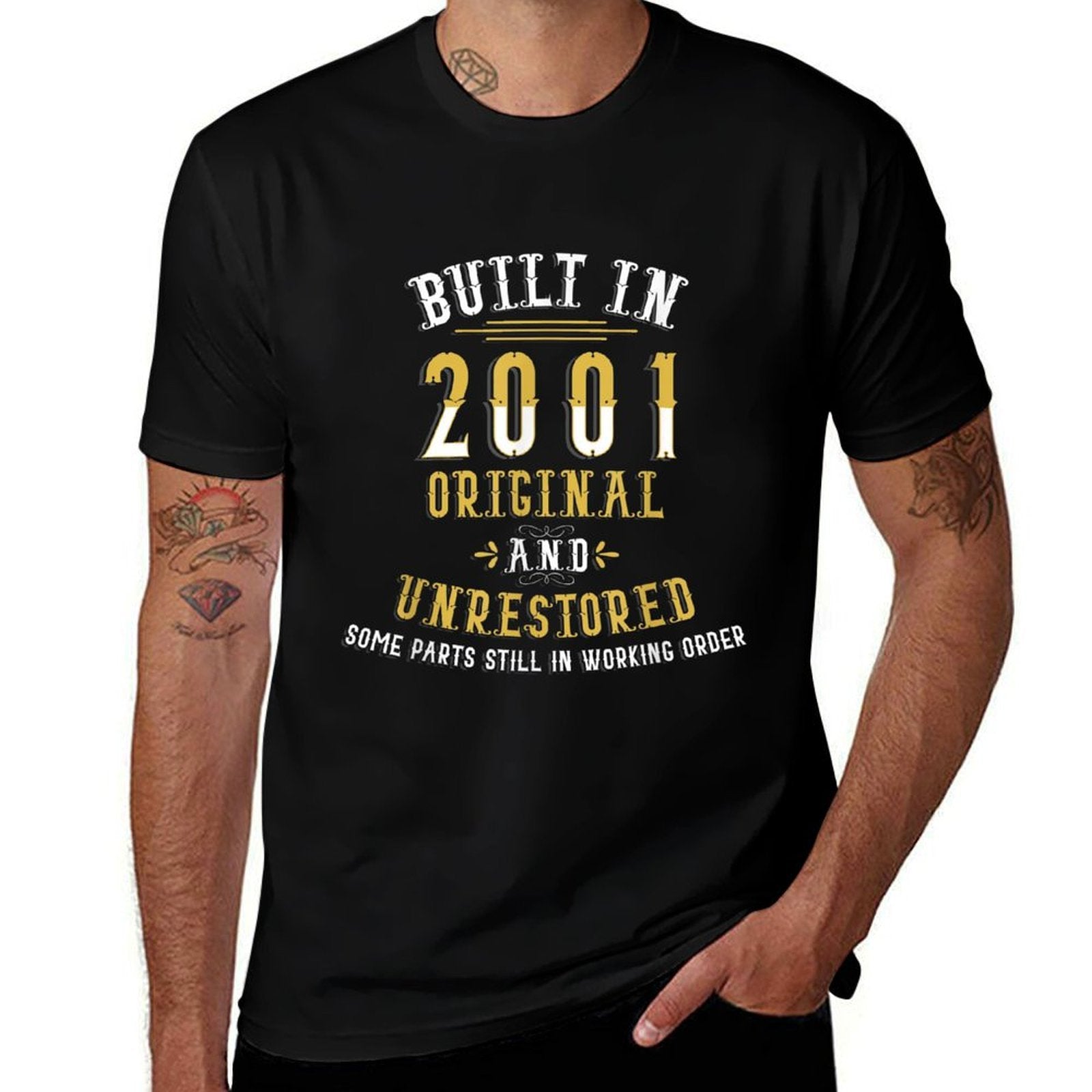 Built In 2001 Original Unrestored Humor Funny 21st Birthday  Summer-ready Fabric T-Shirt