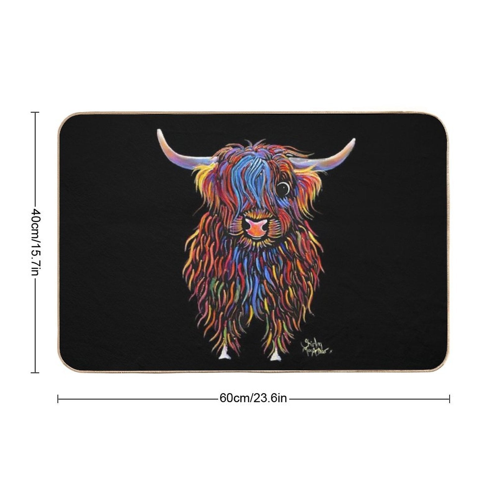 HiGHLaND CoW PRiNT SCoTTiSH ' BiG B ' BY SHiRLeY MacARTHuR  Rapid-Drying Bath Mat