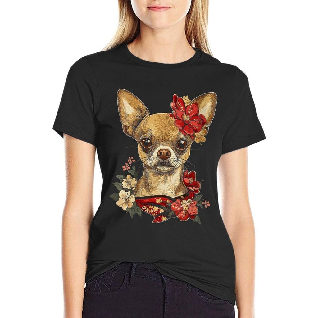 Womens Chihuahua Princess Anime  Polyester Blend T-Shirt