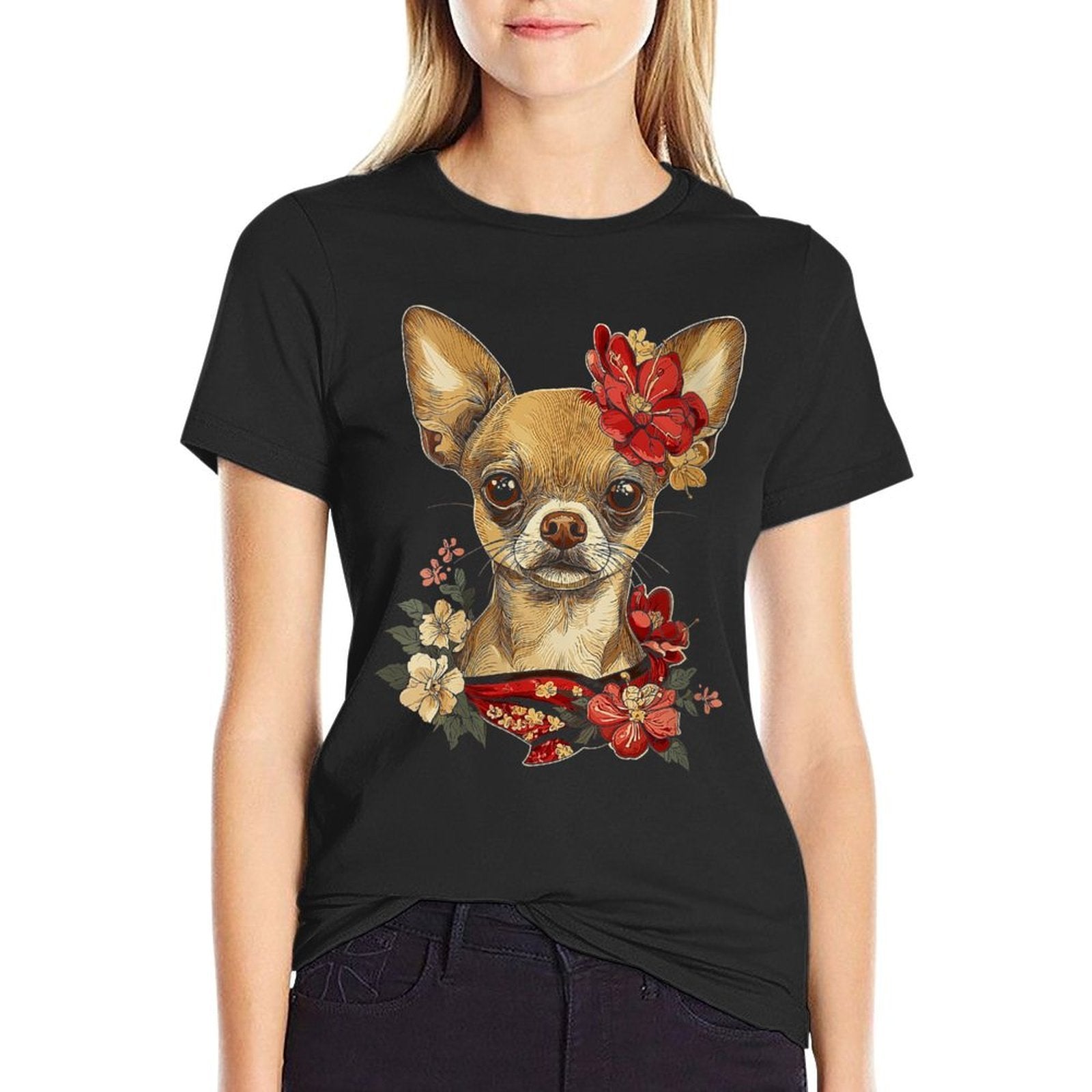 Womens Chihuahua Princess Anime  Polyester Blend T-Shirt