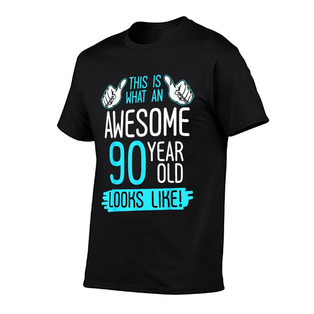 This Is What An Awesome 90 Year Old Birthday Looks Like 90th  Heathered Texture T-Shirt