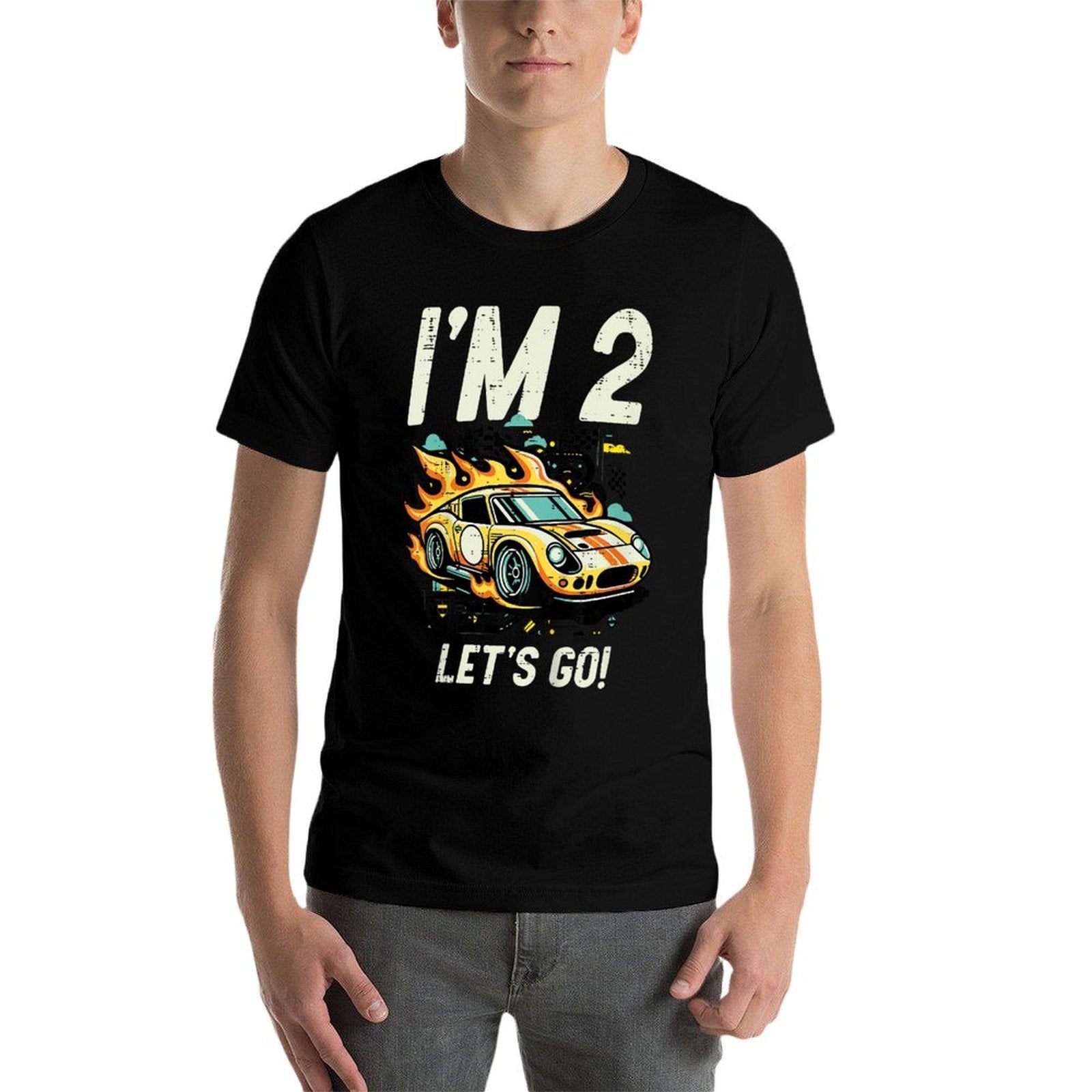 Kids 2nd Birthday Im 2 Lets Go Race Car Bday Toddler Boys Kids  Tagless Design T-Shirt