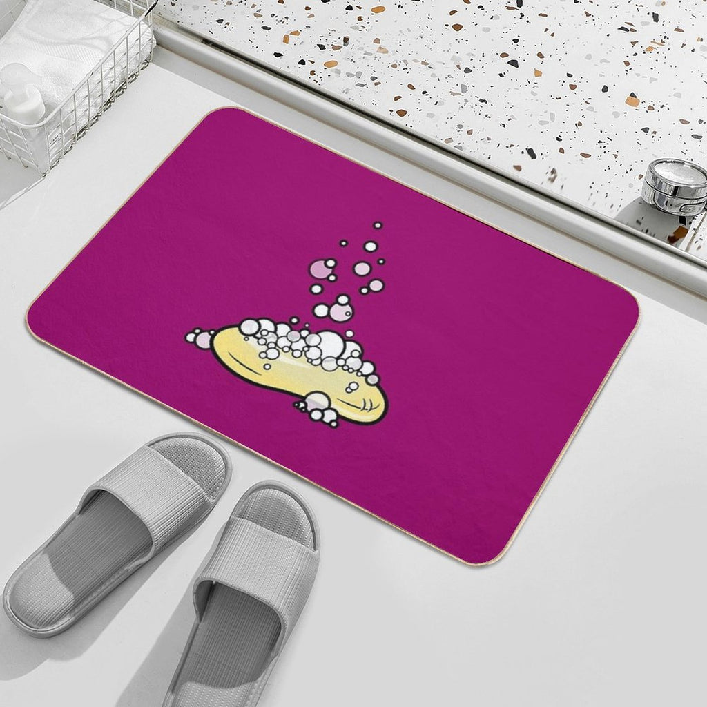 Baby Blue Soap on Purple- Colorful Bathroom Art Series  Non-Slip Bath Mat