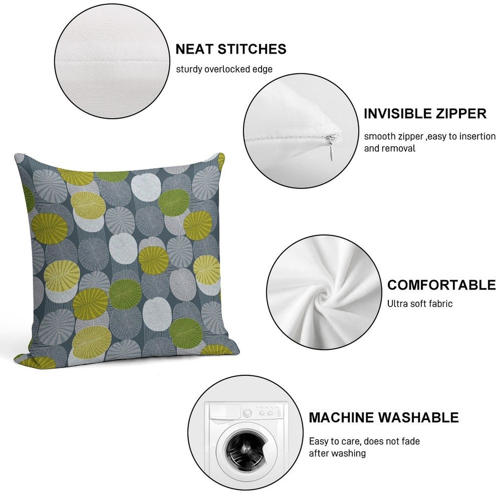 Dickinsonia Lime Soft Skin-Friendly Throw Pillow