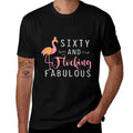 Womens 60th Birthday Gifts Women Flamingo Sixty Flocking Fabulous  Relaxed-fit T-Shirt
