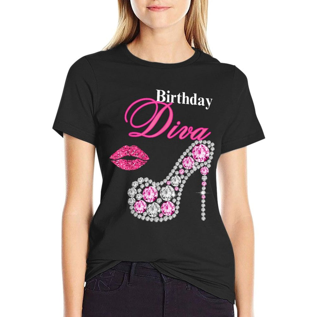 Hot Pink Lips Gifts High Heel Afro Diva Birthday Melanin  Wrinkle-resistant T-Shirt