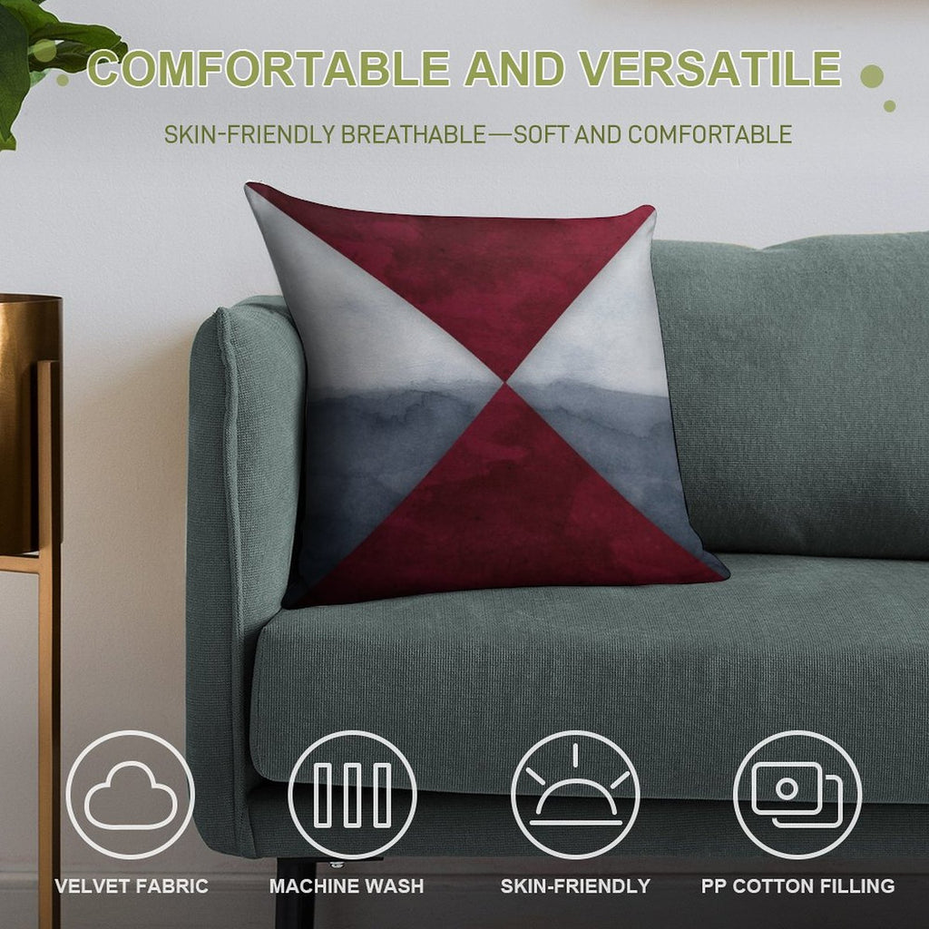 Maroon And Grey Soft Warmth Comfort Throw Pillow