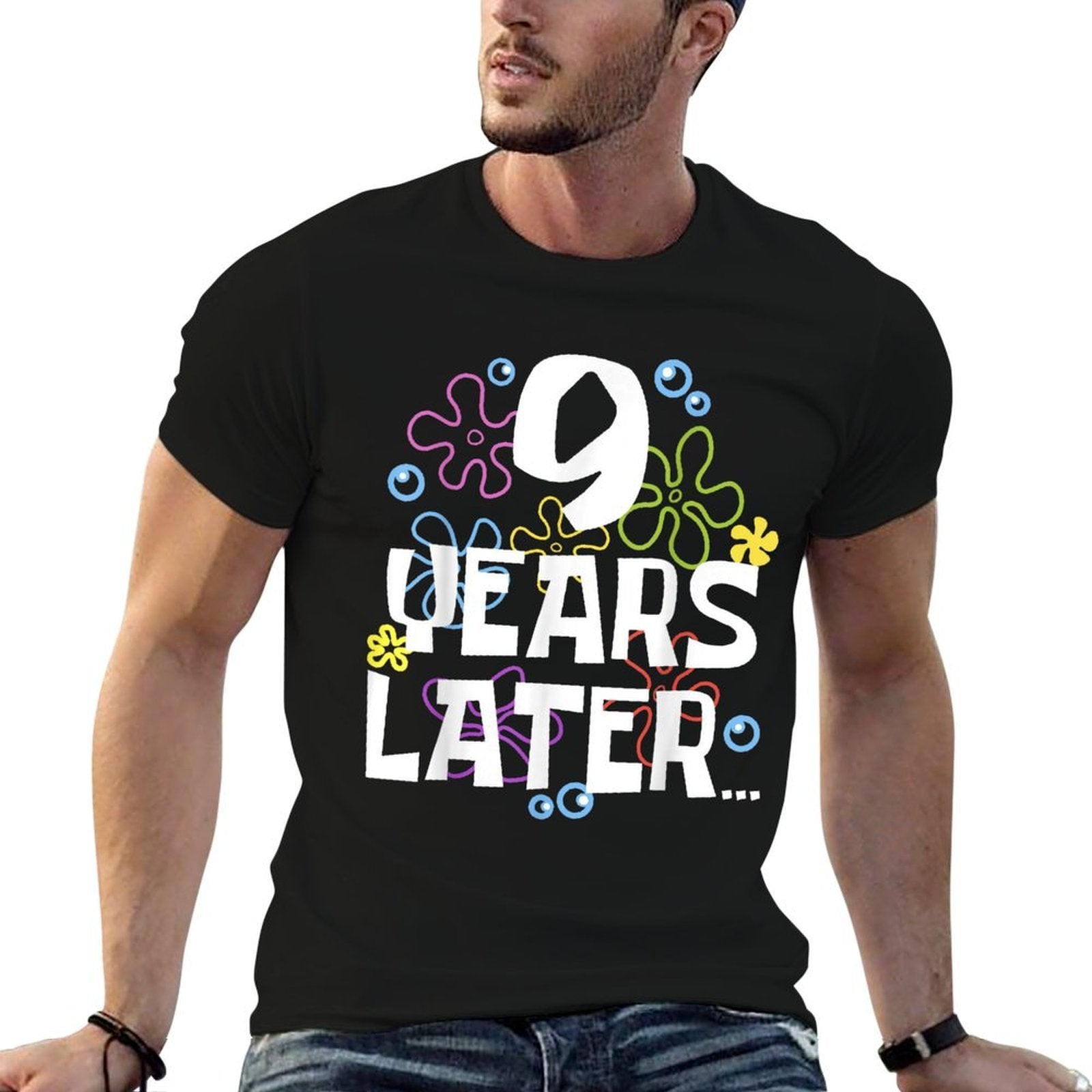 9 YEARS LATER NINE 9 Year Old Birthday Gifts for Girl Boys  Heathered Texture T-Shirt