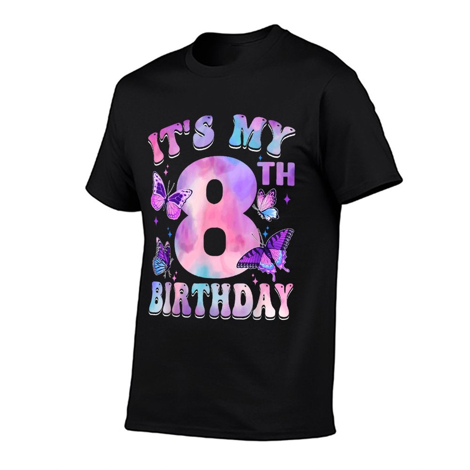 It's My 8th Birthday Butterfly Theme 8 Year Old Party Girl  Durable T-Shirt