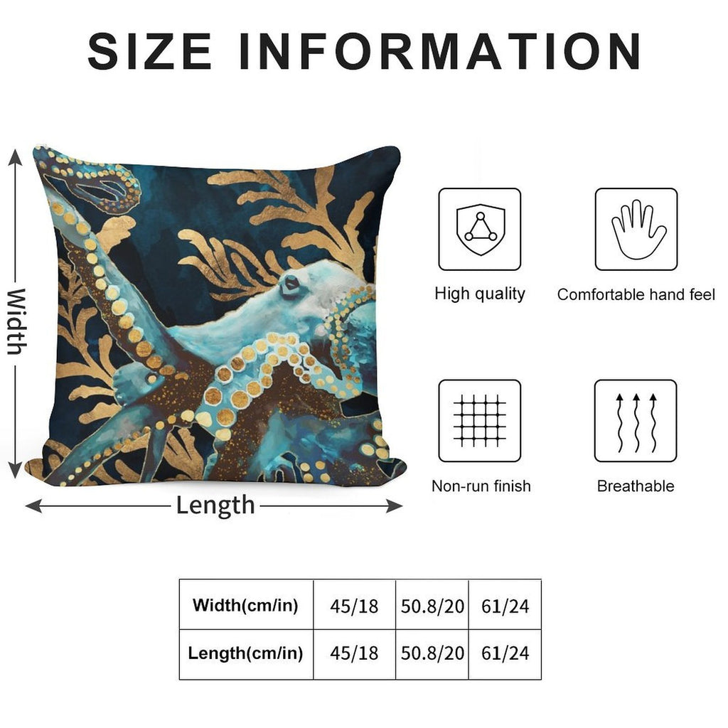 Indigo Octopus Soft Style Accent Throw Pillow