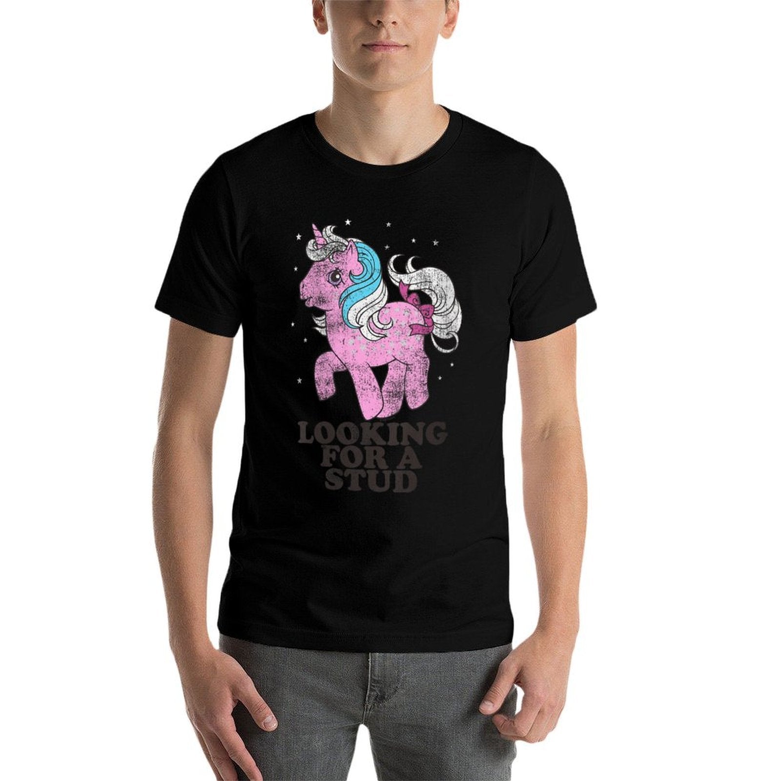 My Little Pony Retro Twilight Looking For A Stud Logo  Wrinkle-resistant T-Shirt