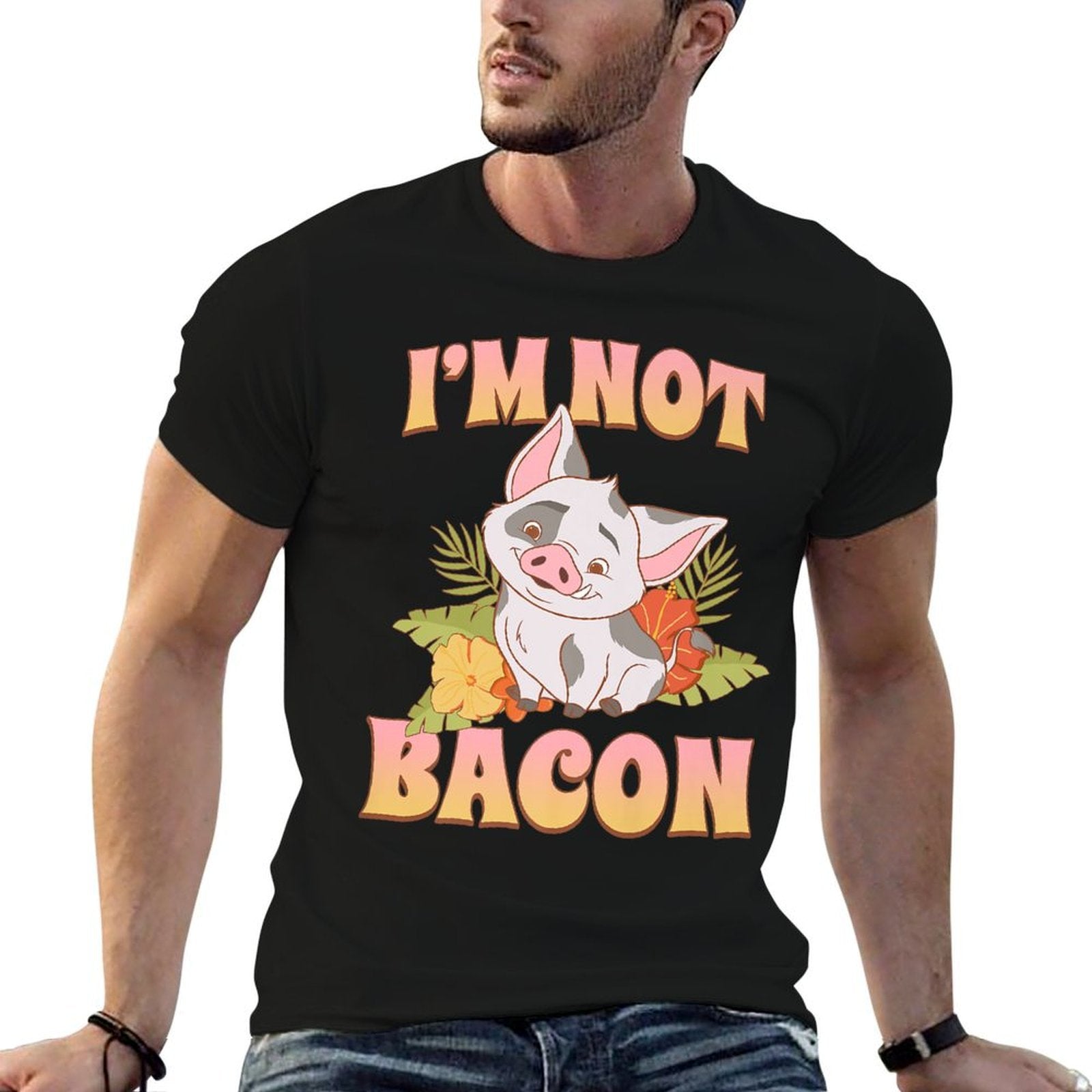 Disney Moana 2 Pua I'm Not Bacon Tropical Panel Premium  Graphic-printed T-Shirt