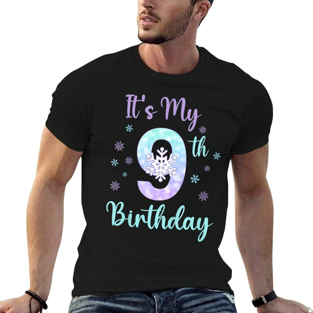 Kids It's My 9th Birthday Snowflake Winter Nine Years Old  Relaxed-fit T-Shirt