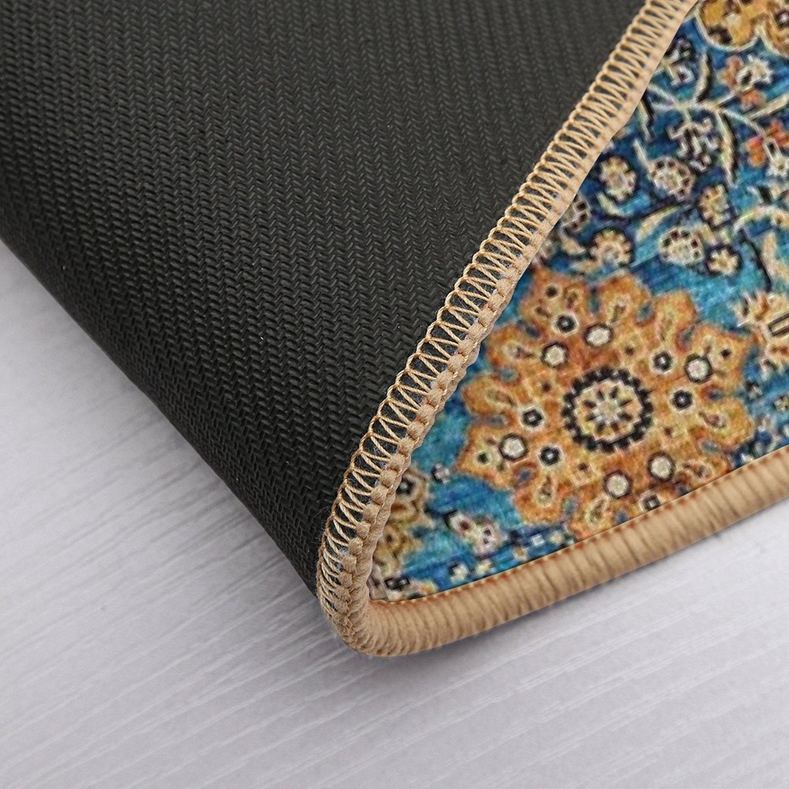 Antique Blue Persian Kirman Rug Print  Slip-Resistant Bath Mat