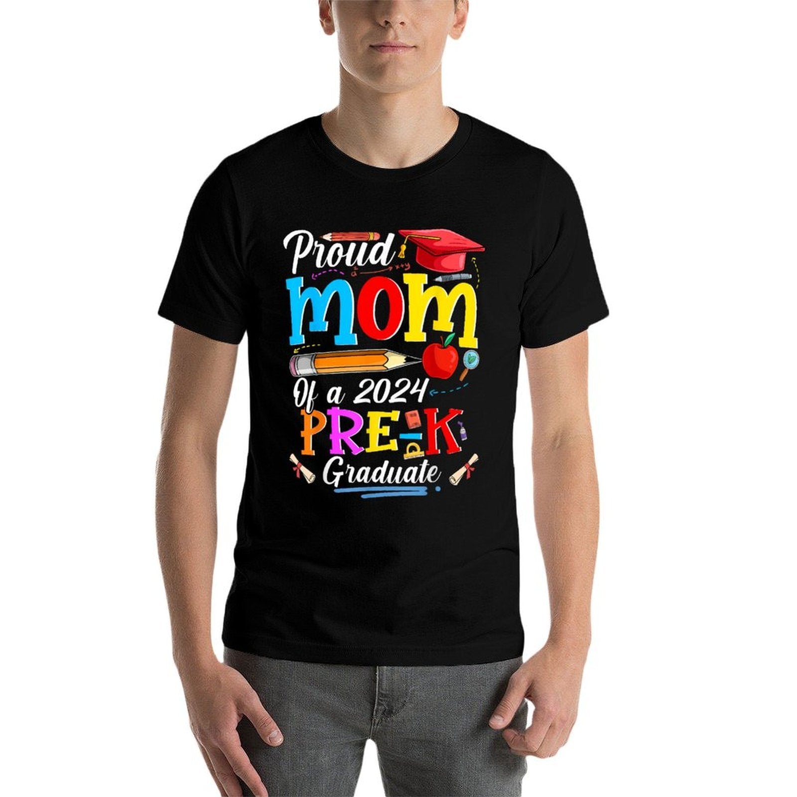 Proud Mom Of A 2024 Pre-K Graduate Funny Family Lover  Oversized Silhouette T-Shirt