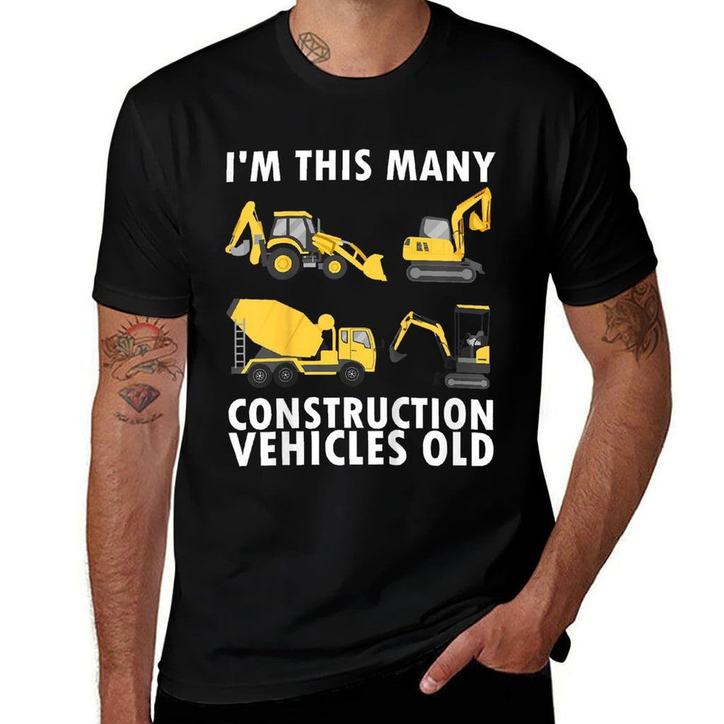 Kids 4 Years Old Boy Construction Trucks 4th Birthday Party  Quick-drying T-Shirt
