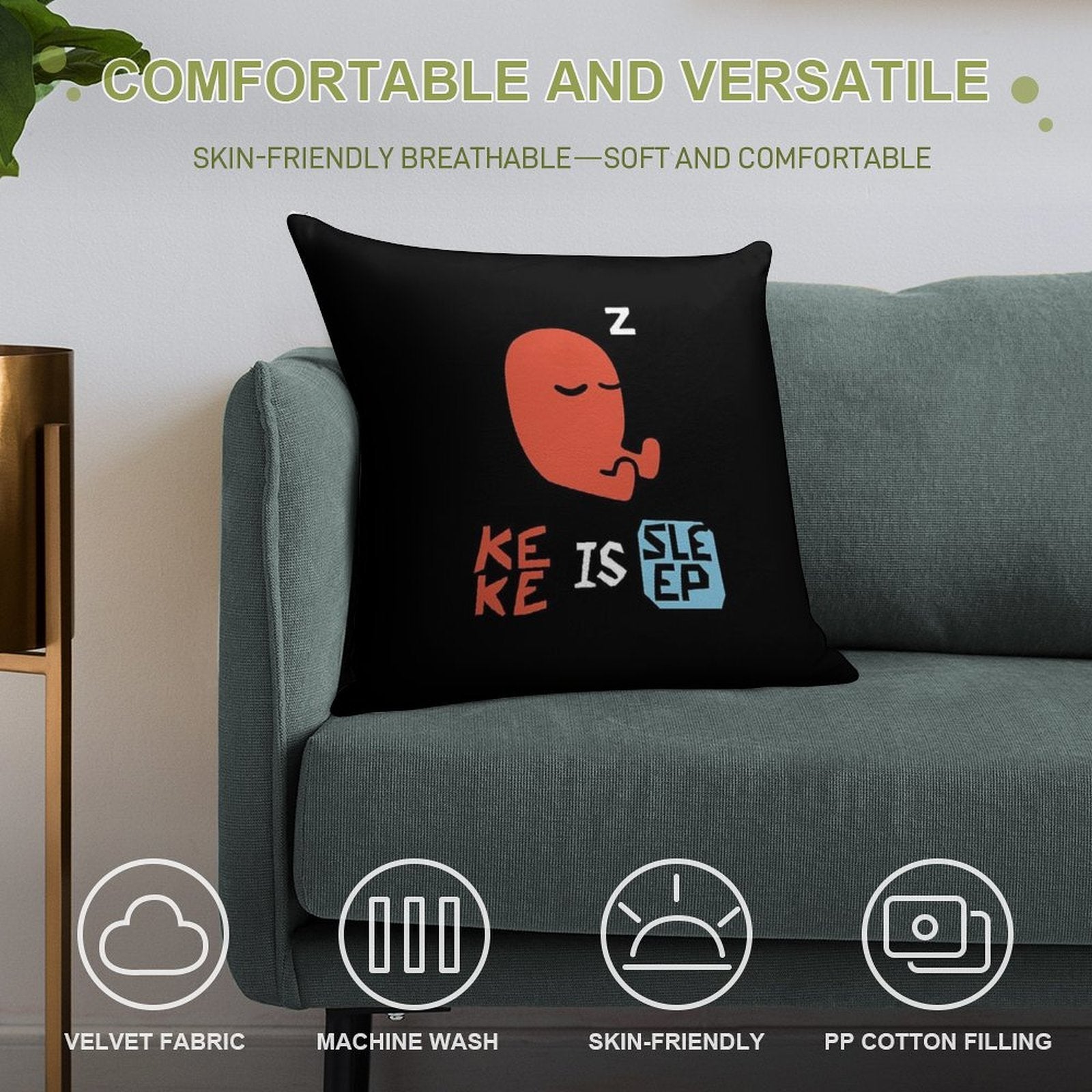 KEKE IS SLEEP Soft High-Density Material Throw Pillow