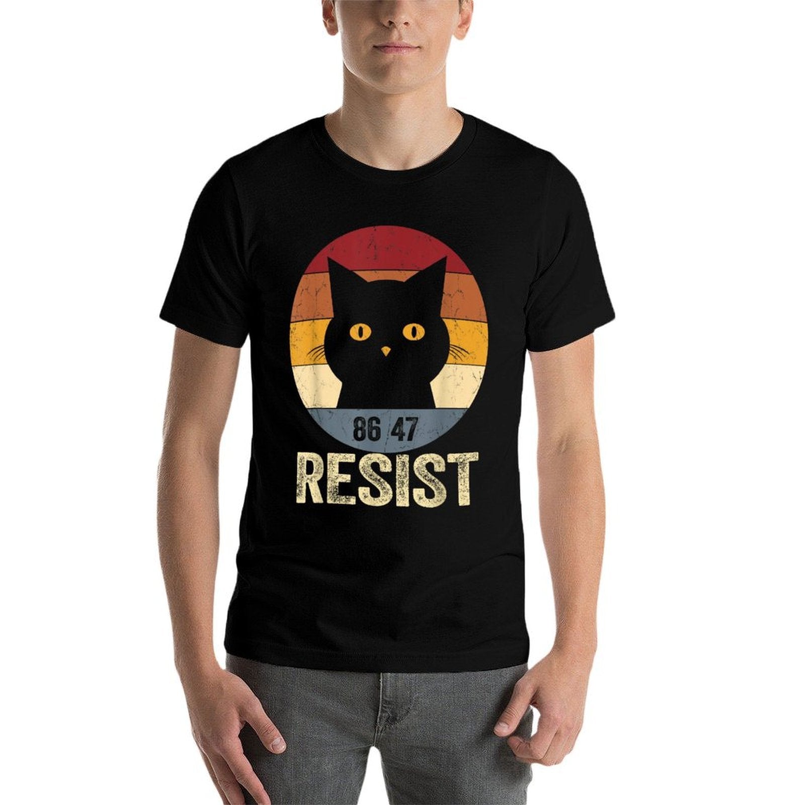 Resist Anti Trump Retro Resist Anti Trump Cat 86 47  Cotton T-Shirt