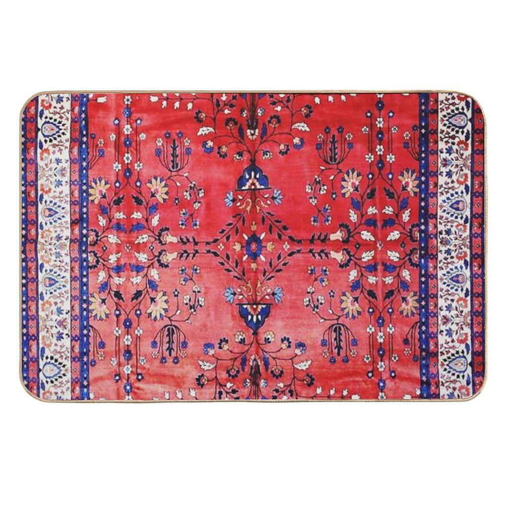 Antique Tabriz Persian Rug Print With Red Field  Slip-Resistant Bath Mat