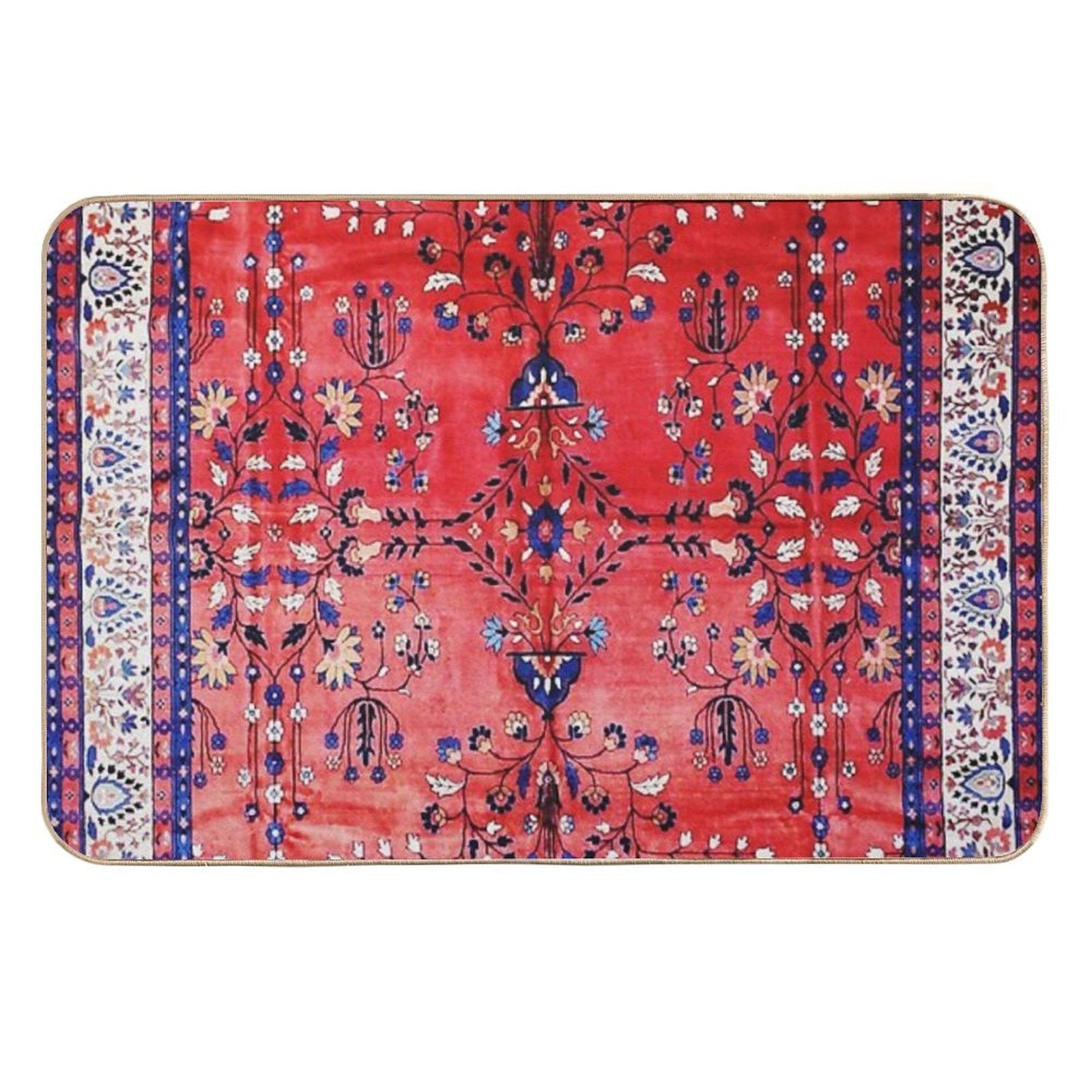 Antique Tabriz Persian Rug Print With Red Field  Slip-Resistant Bath Mat