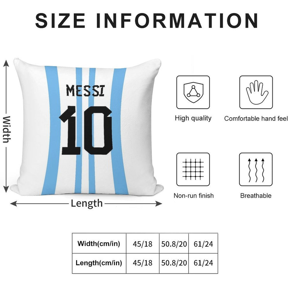 Messi 10 Soft Shrink-Resistant Throw Pillow
