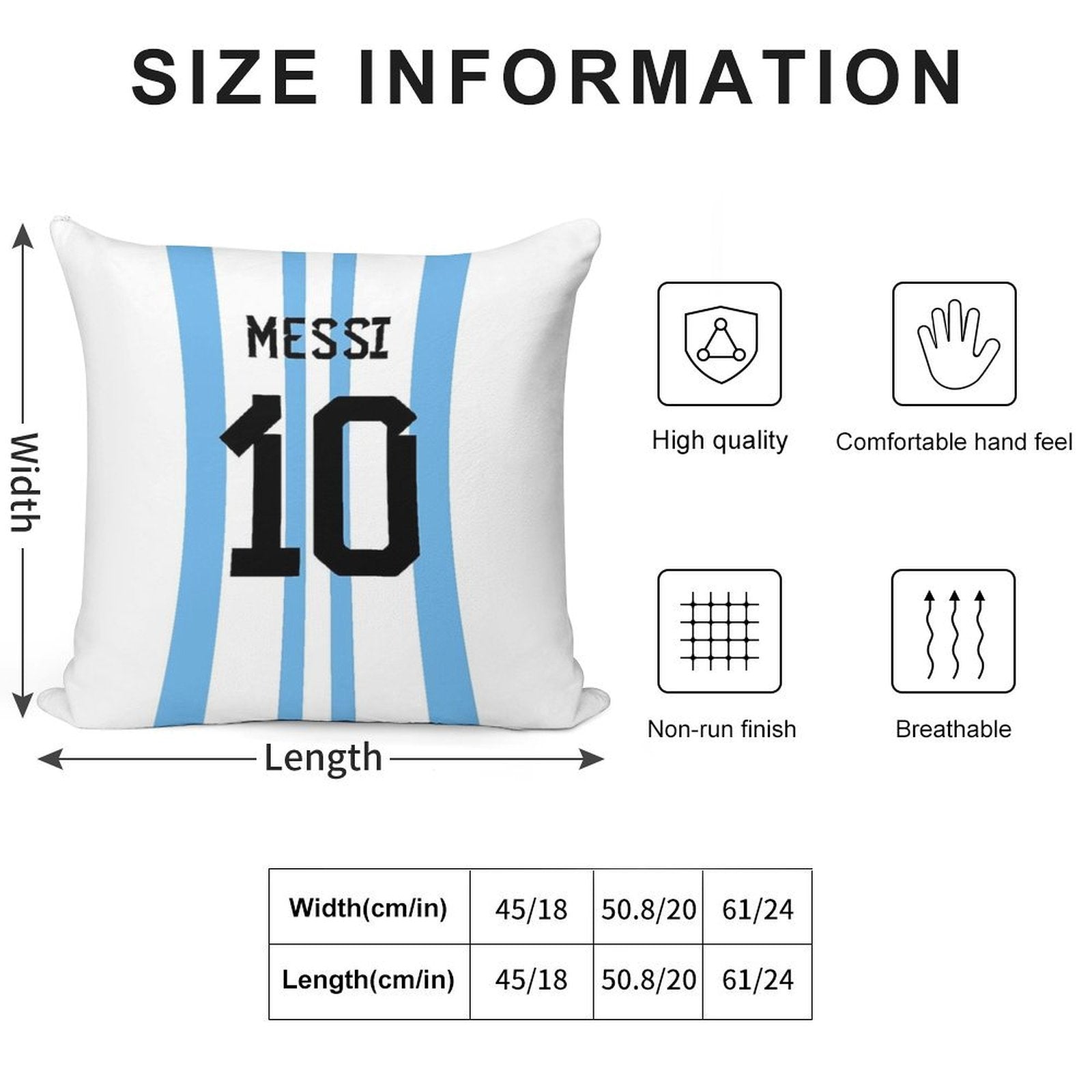 Messi 10 Soft Shrink-Resistant Throw Pillow