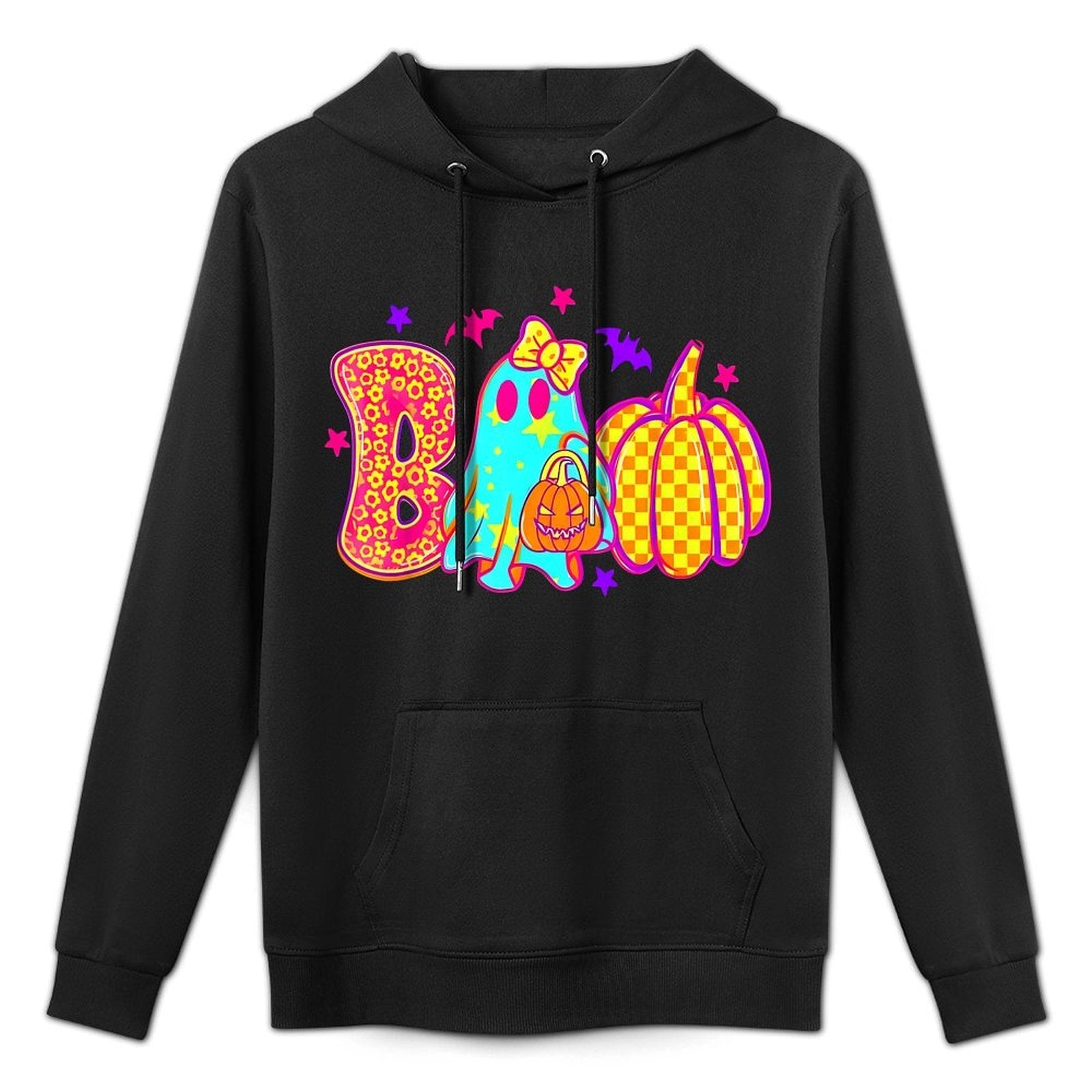 Coquette Bow Boo Ghost Halloween Pumpkin Spooky Season Women Breathable Fabric Hoodie