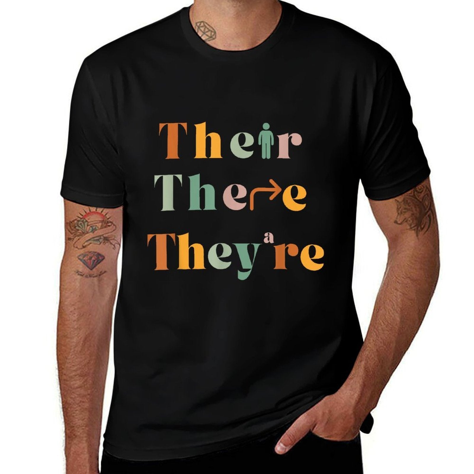 Their There Theyre Funny English Teacher Gramma Police Joke Men Women Girls Kids  Breathable T-Shirt