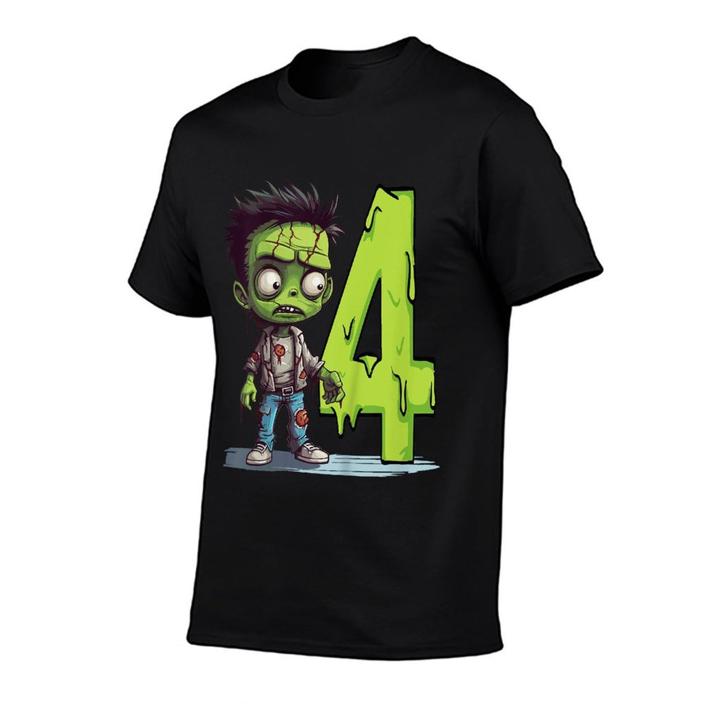 Kids Scary Zombie - Four Years - Creepy 4th Birthday Halloween  High-quality Stitching T-Shirt