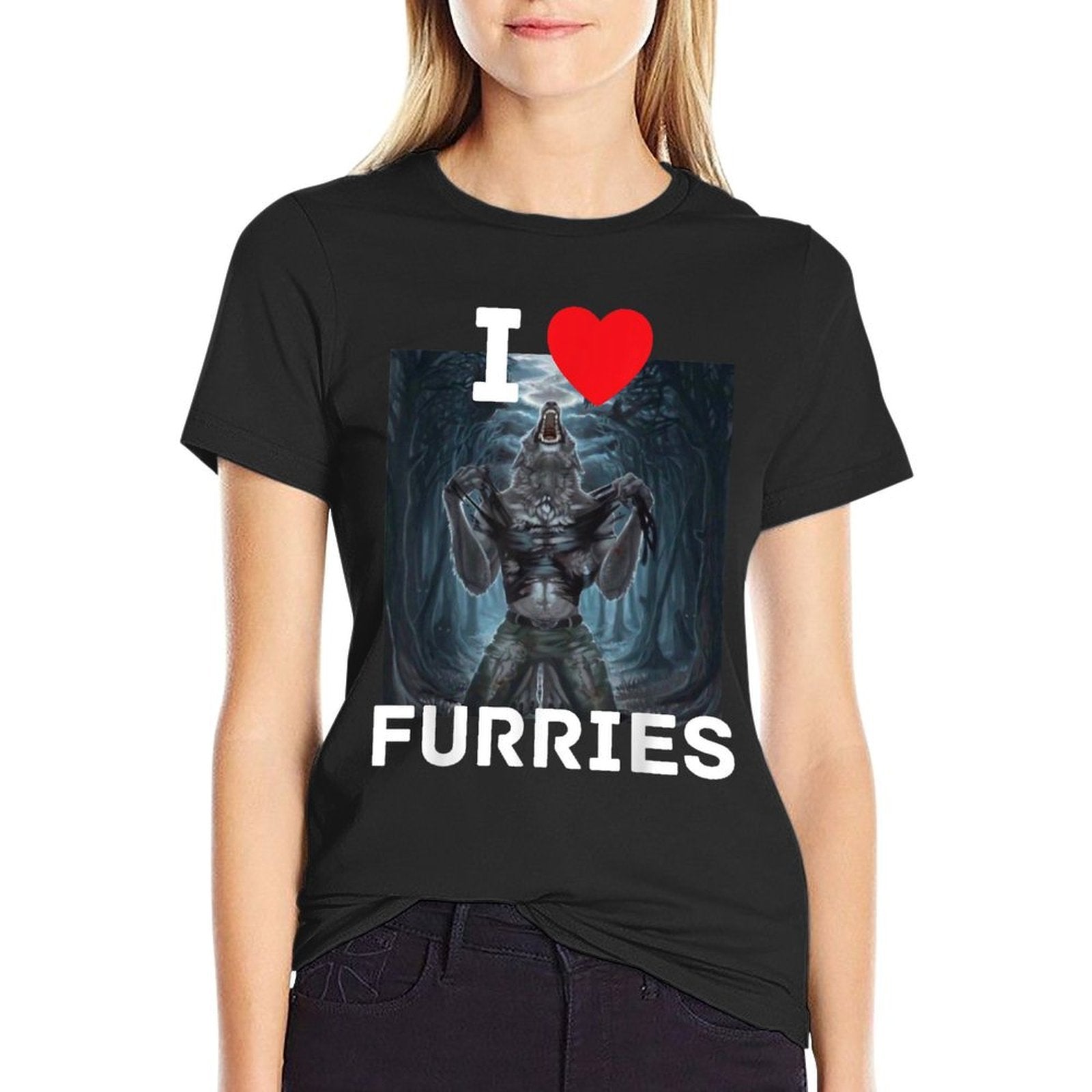 I Heart Furries Funny Cringe Alpha Werewolf Wolf Meme  Graphic-printed T-Shirt